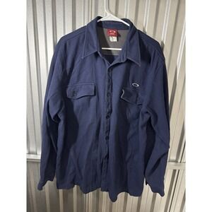 Oakley Men's Navy Blue Long-Sleeve Button-Down Work Shirt 2XL